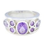 Amethyst Hepta Egyptian 925 Sterling Silver Purple Gemstones Mid weight Abstract Ring Jewellery