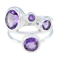 Amethyst quarter Russian 925 Sterling Silver Purple Gemstone Minimal Love Ring Jewelry