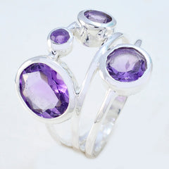 Amethyst quarter Russian 925 Sterling Silver Purple Gemstone Minimal Love Ring Jewelry
