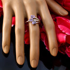 Amethyst Trilogy German Sterling Silver Purple Gemstone Tiny Boho Ring Jewelry