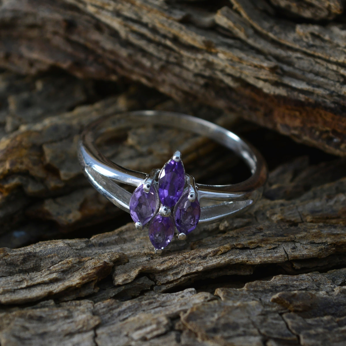 Amethyst quarter Russian 925 Sterling Silver Purple Gemstone Tiny Artisan Ring Jewellery