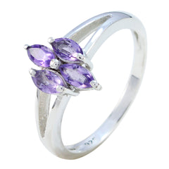 Amethyst quarter Russian 925 Sterling Silver Purple Gemstone Tiny Artisan Ring Jewellery