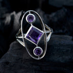 Amethyst Trilogy Egyptian Sterling Silver Purple Gems Slim Romantic Ring Jewellery