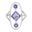 Amethyst Trilogy Egyptian Sterling Silver Purple Gems Slim Romantic Ring Jewellery
