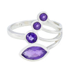 Amethyst quarter Indian 925 Sterling Silver Purple Gemstone Slim Artisan Ring Jewelry