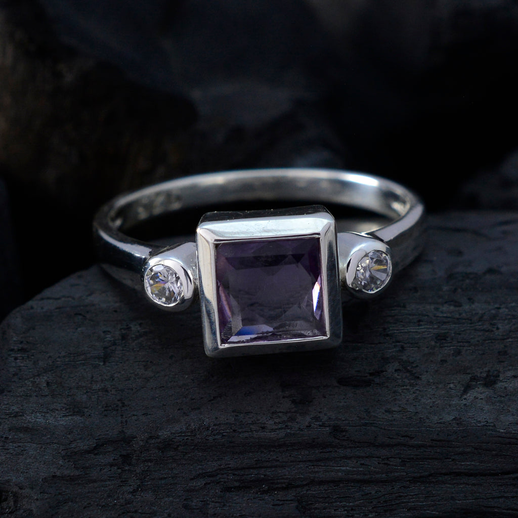 Amethyst Trilogy American Silver Purple Gems Whisper thin Feminine Ring Jewellery