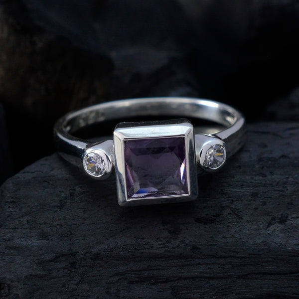 Amethyst Trilogy American Silver Purple Gems Whisper thin Feminine Ring Jewellery