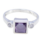 Amethyst Trilogy American Silver Purple Gems Whisper thin Feminine Ring Jewellery