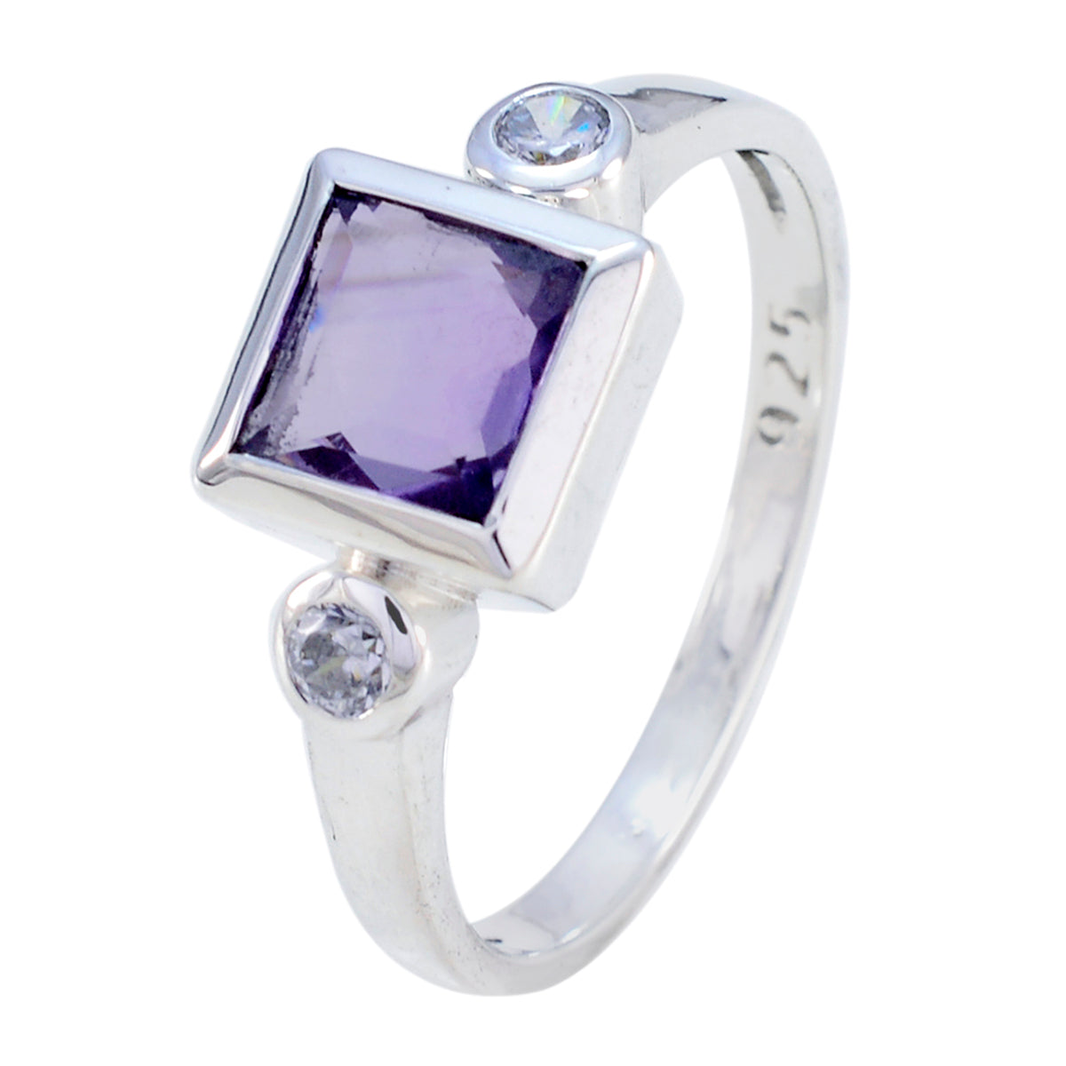Amethyst Trilogy American Silver Purple Gems Whisper thin Feminine Ring Jewellery