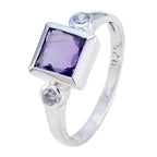 Amethyst Trilogy American Silver Purple Gems Whisper thin Feminine Ring Jewellery