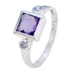 Amethyst Trilogy American Silver Purple Gems Whisper thin Feminine Ring Jewellery