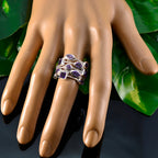 Amethyst multiple Russian 925 Sterling Silver Purple Gemstone Eye catching Trendy Ring Jewellery