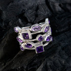 Amethyst multiple Russian 925 Sterling Silver Purple Gemstone Eye catching Trendy Ring Jewellery