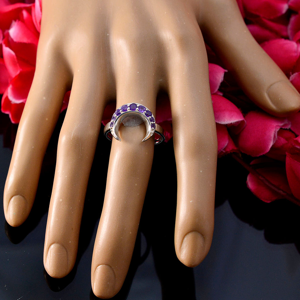 Amethyst multiple Turkish Sterling Silver Purple Gemstones Whisper thin Abstract Ring Jewelry