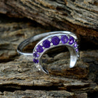 Amethyst multiple Turkish Sterling Silver Purple Gemstones Whisper thin Abstract Ring Jewelry