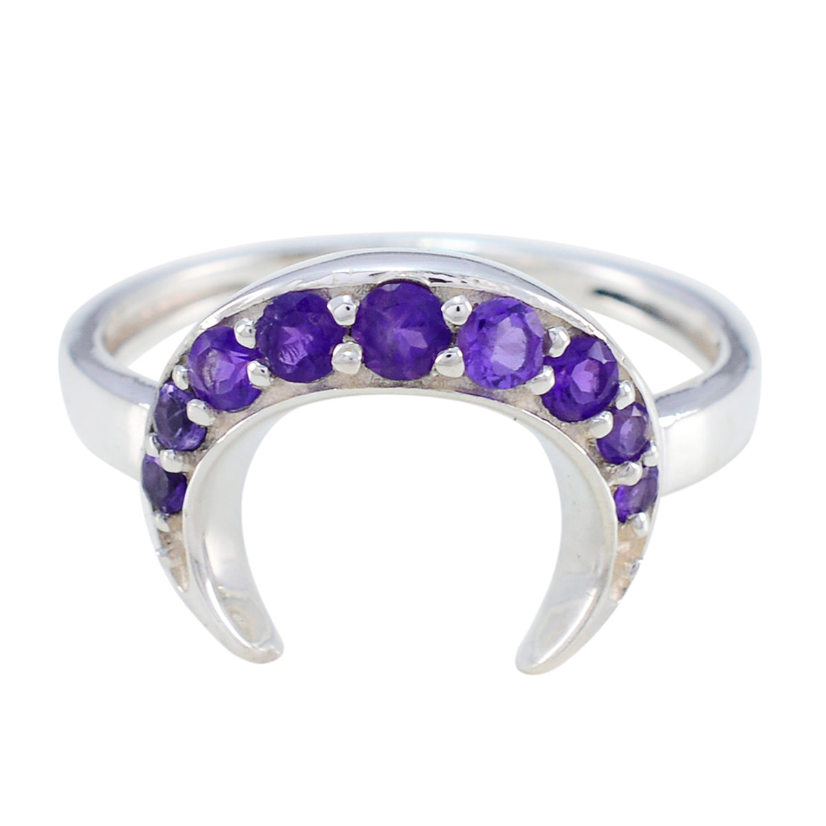 Amethyst multiple Turkish Sterling Silver Purple Gemstones Whisper thin Abstract Ring Jewelry