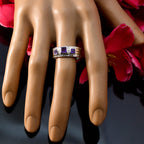 Amethyst Trilogy Moroccan 925 Sterling Silver Purple Gems Eye catching Boho Band Jewelry