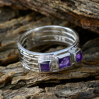 Amethyst Trilogy Moroccan 925 Sterling Silver Purple Gems Eye catching Boho Band Jewelry