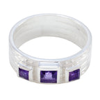 Amethyst Trilogy Moroccan 925 Sterling Silver Purple Gems Eye catching Boho Band Jewelry