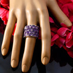 Amethyst multiple French 925 Silver Purple Gemstones Statement Heritage Ring Jewelry