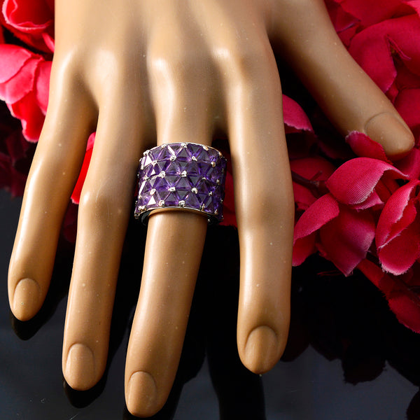 Amethyst multiple French 925 Silver Purple Gemstones Statement Heritage Ring Jewelry