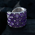 Amethyst multiple French 925 Silver Purple Gemstones Statement Heritage Ring Jewelry