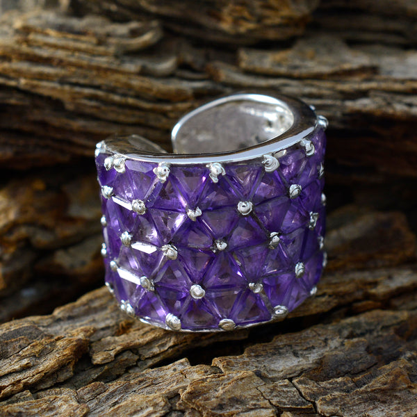 Amethyst multiple French 925 Silver Purple Gemstones Statement Heritage Ring Jewelry