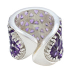 Amethyst multiple French 925 Silver Purple Gemstones Statement Heritage Ring Jewelry