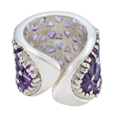 Amethyst multiple French 925 Silver Purple Gemstones Statement Heritage Ring Jewelry