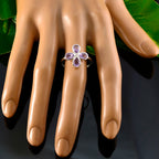 Amethyst quarter American 925 Sterling Silver Purple Gems Dainty Floral Ring Jewelry