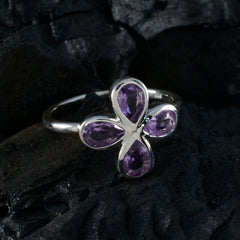 Amethyst quarter American 925 Sterling Silver Purple Gems Dainty Floral Ring Jewelry