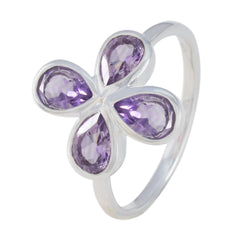 Amethyst quarter American 925 Sterling Silver Purple Gems Dainty Floral Ring Jewelry