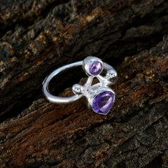 Amethyst Toi et Moi Egyptian Silver Purple Gemstones Tiny Trendy Ring Jewelry