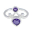 Amethyst Toi et Moi Egyptian Silver Purple Gemstones Tiny Trendy Ring Jewelry