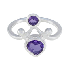 Amethyst Toi et Moi Egyptian Silver Purple Gemstones Tiny Trendy Ring Jewelry
