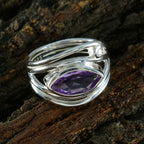 Amethyst Toi et Moi Russian 925 Silver Purple Gemstones Tiny Contemporary Ring Jewelry