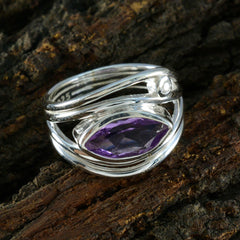 Amethyst Toi et Moi Russian 925 Silver Purple Gemstones Tiny Contemporary Ring Jewelry