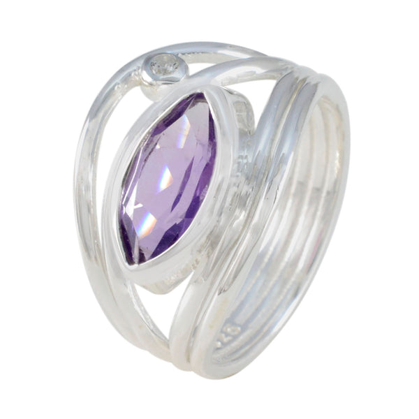 Amethyst Toi et Moi Russian 925 Silver Purple Gemstones Tiny Contemporary Ring Jewelry