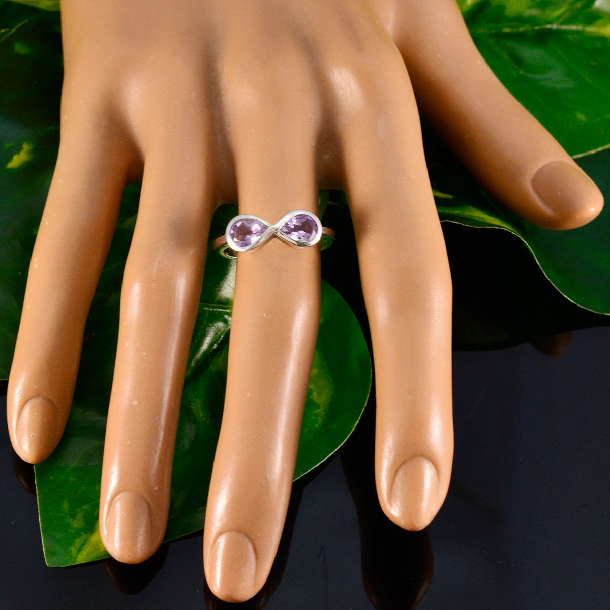 Amethyst multiple Japanese 925 Silver Purple Gems Dainty Artisan Ring Jewelry