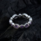 Amethyst multiple French 925 Silver Purple Gemstones Slim Eternity Band Jewelry