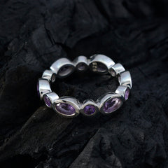 Amethyst multiple French 925 Silver Purple Gemstones Slim Eternity Band Jewelry