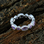 Amethyst multiple French 925 Silver Purple Gemstones Slim Eternity Band Jewelry