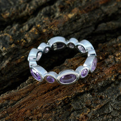 Amethyst multiple French 925 Silver Purple Gemstones Slim Eternity Band Jewelry