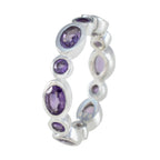 Amethyst multiple French 925 Silver Purple Gemstones Slim Eternity Band Jewelry