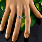 Amethyst Trilogy Korean 92.5 Silver Purple Gemstones Elegant  Luxurious Ring Jewelry