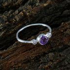 Amethyst Trilogy Korean 92.5 Silver Purple Gemstones Elegant  Luxurious Ring Jewelry