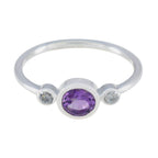 Amethyst Trilogy Korean 92.5 Silver Purple Gemstones Elegant  Luxurious Ring Jewelry