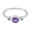 Amethyst Trilogy Korean 92.5 Silver Purple Gemstones Elegant  Luxurious Ring Jewelry
