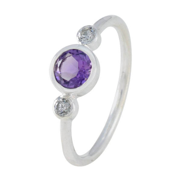 Amethyst Trilogy Korean 92.5 Silver Purple Gemstones Elegant  Luxurious Ring Jewelry