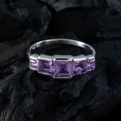Amethyst Penta Turkish Sterling Silver Purple Gemstones Delicate Luxurious Ring Jewellery